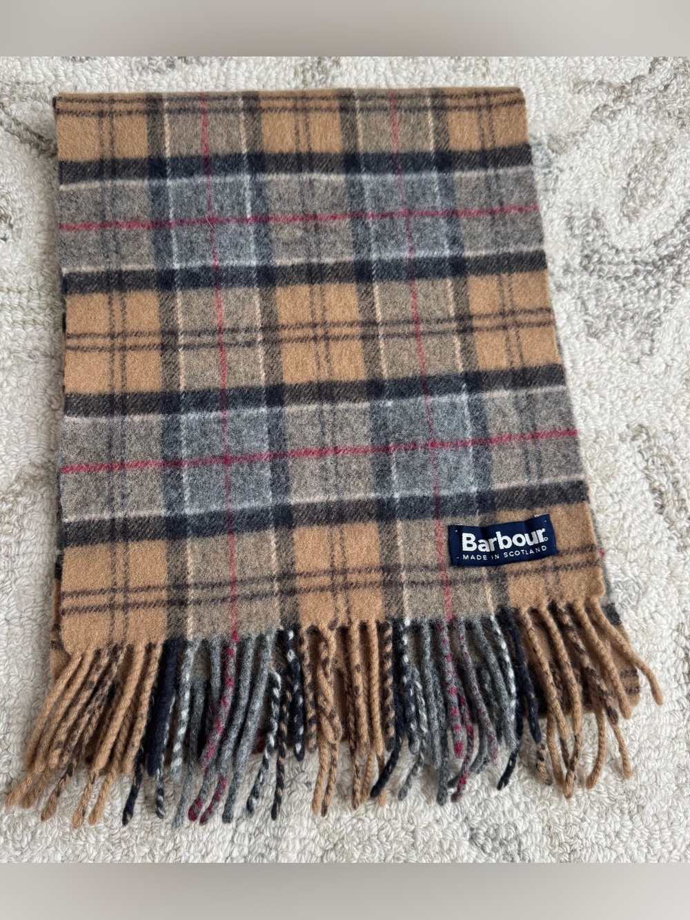 Men’s Barbour 100% Wool Tartan plaid Scarf From Scotland